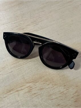 Vtg CELINE Preppy Pretty Double Bridge Sunglasses Black Gold Italy Purple Grad